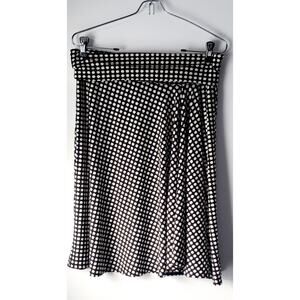 Max Studio Womens Stretchy Polka Dot Roll Top ALine Skirt Size Large Preppy Boho